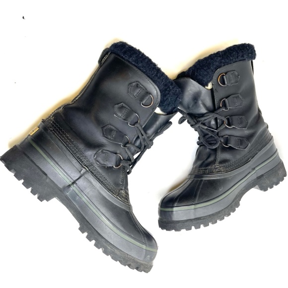 Sorel Caribou Vintage Black Leather Waterproof Heavy Snow Winter Boots Size 7 - Picture 7 of 7